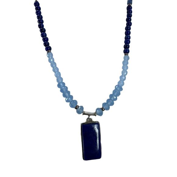 Hand Craft Lapis, Sodalite, Blue Chalcedony Stone beaded 24 inch necklace - Picture 2 of 7